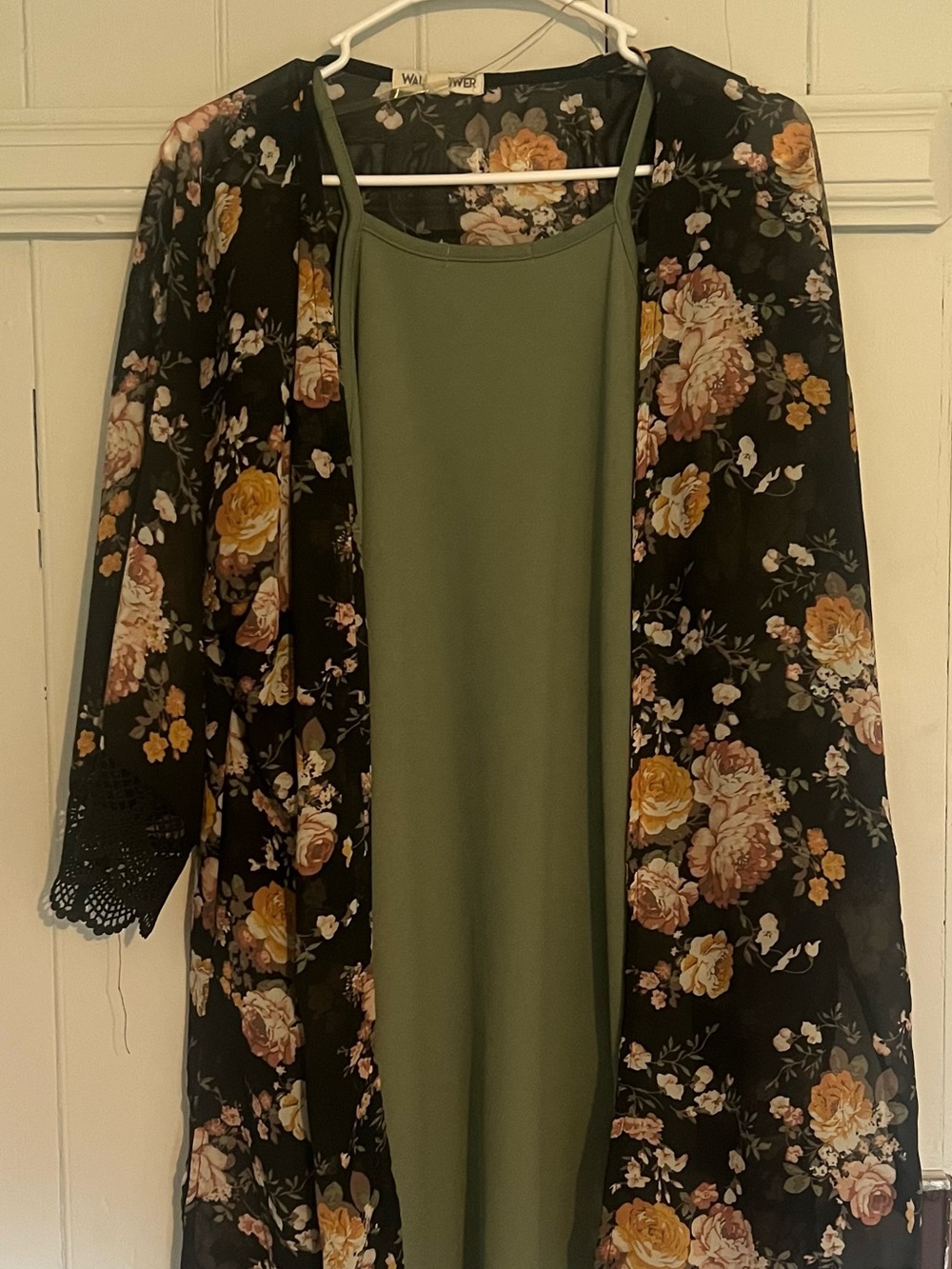 Wallflower Olive Green Satin Slip Dress
